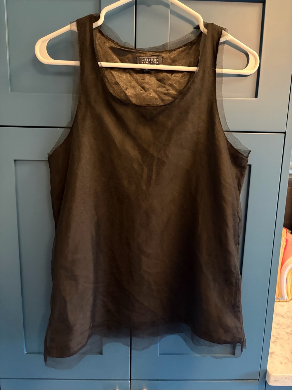 Gryphon New York Black Layered Tank Top Womens S Small Tulle Overlay